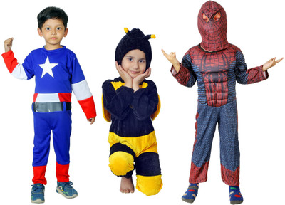 FRAIVIKO Normal Capatain America and Honey Bee and Mus Spiderman Kids Costume Wear