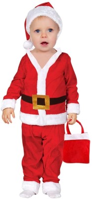 KAKU FANCY DRESSES Santa Claus Christmas Day Costume -Red & White, 6-12 Month Infant For Boys Kids Costume Wear