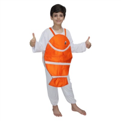KAKU FANCY DRESSES Nemo Fish Costume for Boys & Girls, Water Animal Dress - Orange, 7-8 Years Kids Costume Wear