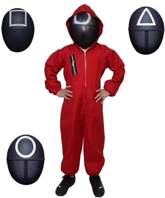 KAKU FANCY DRESSES Squd Game Guard Costume with Mask Kids Costume Wear