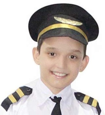 KAKU FANCY DRESSES Our Helper Black Airline Pilot Cap, Aviation Captain Costume Accessory, Freesize Kids Costume Wear