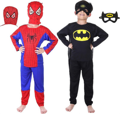 PRATIKA Spiderman & Batman kids costume dress combo 2 dress for 2 to 8 years Kids Costume Wear