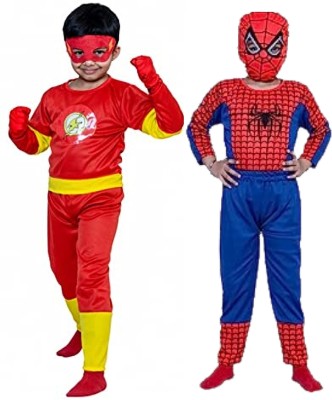 Shivni Ent Spiderman and Flash costumes Dress For kids Wear Combo Pack with Mask set Kids Costume Wear