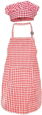Fany Chef Apron for Kids with Hat| Red and White Check Apron| 2-15 years Kids Costume Wear
