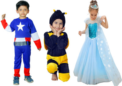 FRAIVIKO Normal Capatain America and Honey Bee and Elsa Costume Kids Costume Wear
