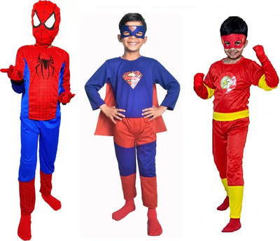 ECOM FASHION WORLD Spiderman, Batman and Superman costumes Dress For kids Wear Combo Kids Costume Wear