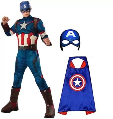 PREMOURE Captain America Full Muscle Dress Set With Mask Kids Costume Wear