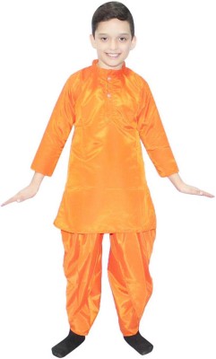 KAKU FANCY DRESSES Orange Dhoti Kurta Set For Boys, Indian Traditional Wear - 3-4 Years Kids Costume Wear