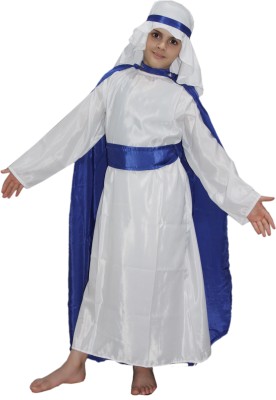 KAKU FANCY DRESSES Mother Marry Christmas Day Costume -White & Blue, 11-12 Years, For Girls Kids Costume Wear