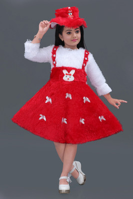 ARUNA CREATIONn Girls Midi/Knee Length Casual Dress(Red, Full Sleeve)