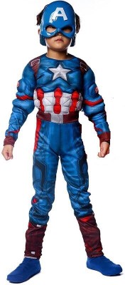 PREMOURE Captain America Full Muscle Dress Set With Mask Kids Costume Wear