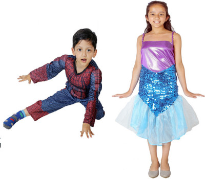 FRAIVIKO Spiderman Muscle and Mermaid Kids Costume Wear