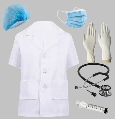 Fancy Steps Doctor Coat Half Sleeve with Accessories Set and cap Gloves for kids Kids Costume Wear