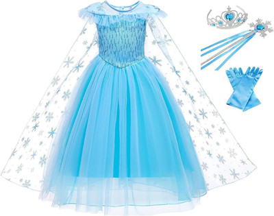 KENIM FASHION Elsa Frock for Girls| Frock with Accessories| Blue color Kids Costume Wear