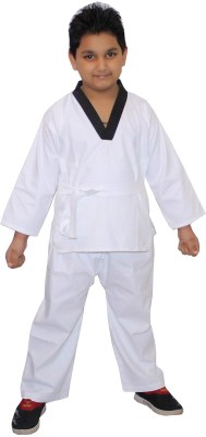 KAKU FANCY DRESSES Karate Dress For Boys & Girls, Martial Art Costume- White, 5-6 Years Kids Costume Wear