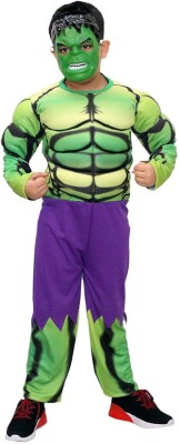 KAKU FANCY DRESSES Hulk Superhero Costumes for Boys, Super Hero Dress - Green, 7-8 Years Kids Costume Wear