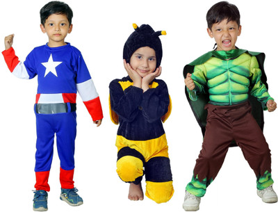 KAVITAENTERPRISE 3 Costume(Normal Capatain America + Honey Bee + Hulk) Kids Costume Wear
