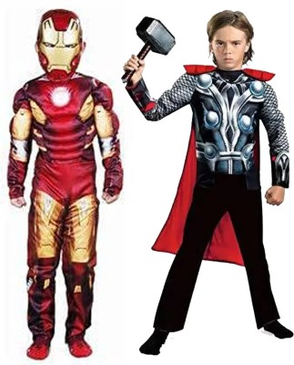 KENIM FASHION Ironman And Thor Superhero Costume for Kids| Superhero Muscle Dress Kids Costume Wear