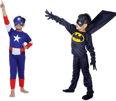 Silai Captain America + Batman Kids Costume Wear