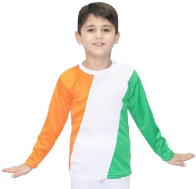 KAKU FANCY DRESSES Tri-Color T-Shirt For Boys (Only-T-shirt) For Independence Day, 10-11 Yrs Kids Costume Wear