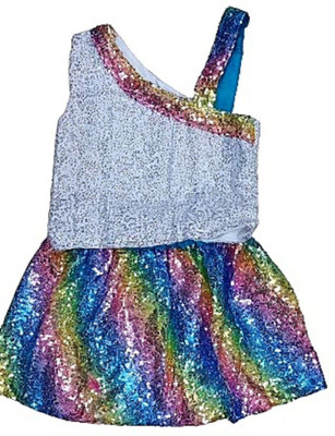 Chic Cos Western Dance Rainbow Design Dress Costume Skirt & Top For Girls Kids Costume Wear