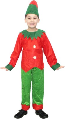 KAKU FANCY DRESSES Elf Dress For Boys, Christmas Fairy Tales Costume -Red & Green, 3-4 Years Kids Costume Wear