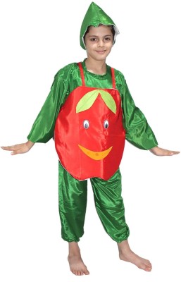 KAKU FANCY DRESSES Fruit Costume Apple Dress for Boys & Girls - Red & Green, 10-11 Years Kids Costume Wear