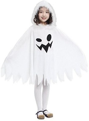 KAKU FANCY DRESSES Halloween White Cloak Horror Dress Robe Cape for 7-8 Years Kids Costume Wear