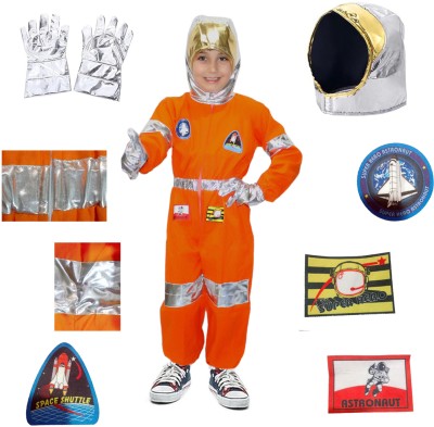 KAKU FANCY DRESSES Space Astronaut Costume for Boys & Girls, Orange Spacesuit Dress For 10-11 Years Kids Costume Wear