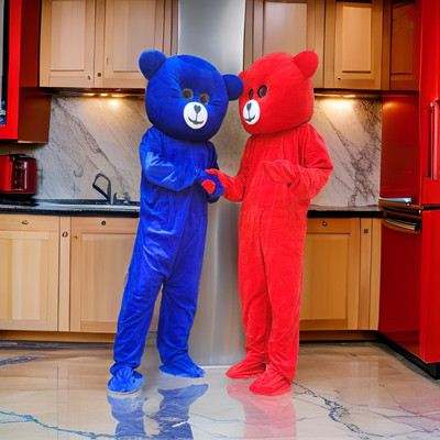 fadusellwers Combo Red & Blue Teddy Bear Mascot Costume (Height 5.8 Feet XL Size) Kids Costume Wear