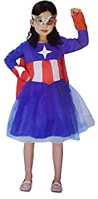 Chic Cos Captain America Patriotic Girl Fancy Dress Costume For Kids |Birthday Gift Kids Costume Wear