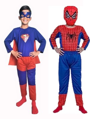 Shivni Ent Superman and Spiderman costumes Dress For kids Wear Combo Pack with Mask set Kids Costume Wear