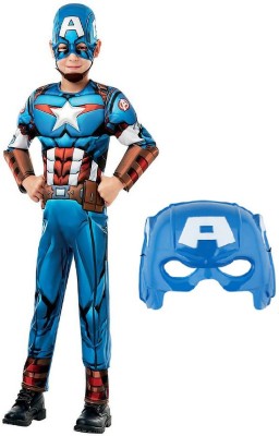 ECOM FASHION HUB Captain America Full Muscle Dress Set With Mask Avenger Superhero Costume Kids Costume Wear