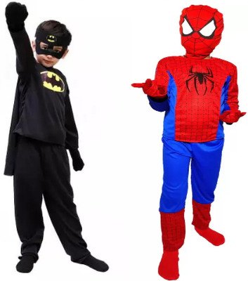 ECOM FASHION HUB Batman and Spiderman costumes Dress For kids Wear Combo Pack with Mask set Kids Costume Wear