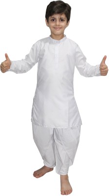KAKU FANCY DRESSES White Dhoti Kurta For Boys, Ethnic Wear Costume, 10-11 Years Kids Costume Wear