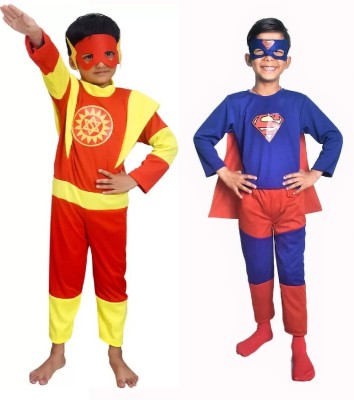 POONAM FASHION WORLD Shaktimaan and Superman costumes Dress For kids Wear Combo Pack with Mask set Kids Costume Wear