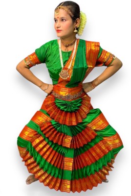 NATKHATdress BHARATNATYAM DANCE DRESS FOR GIRLS/BHARATNATYAM COSTUME Kids Costume Wear