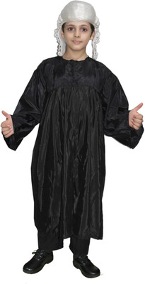 KAKU FANCY DRESSES Our Helper Judge Costume With Black Coat and Wig, 5-6 Years Kids Costume Wear