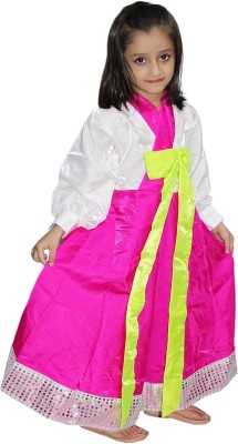 KAKU FANCY DRESSES Korean Dress for Girls, Global Ethnic Korean Costume Set - Multicolor, 3-4 Yrs Kids Costume Wear