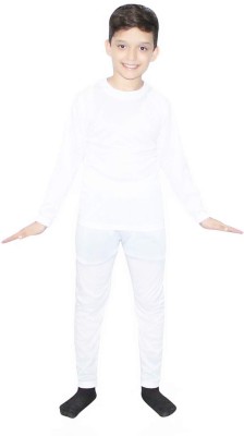 KAKU FANCY DRESSES Tracksuit For Boys & Girls, Plain Top Bottom Costume Set - White, 3-4 Years Kids Costume Wear