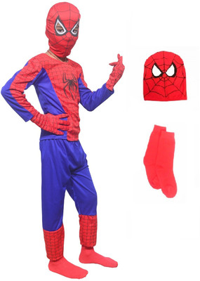 Anush Enterprises Spiderman Dress with Mask and Socks Kids Costume Wear
