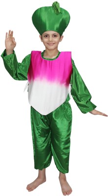 KAKU FANCY DRESSES Vegetable Costume Turnip Dress for Boys & Girls - Magenta & Green, 10-11 Years Kids Costume Wear