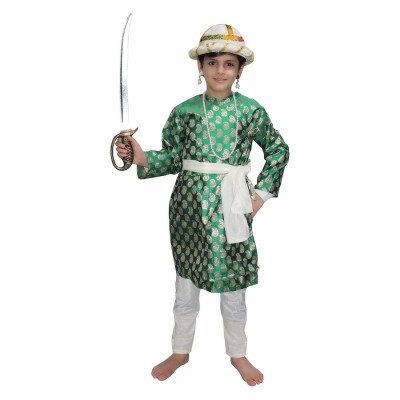 KAKU FANCY DRESSES Tipu Sultan Dress For Boy, Historical Character Costume - Green, 10-11 Years Kids Costume Wear