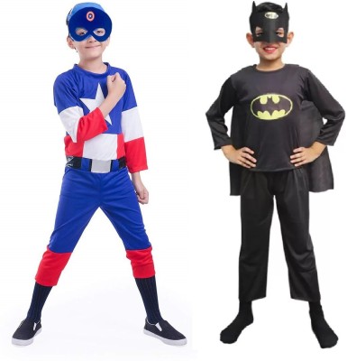 AAYARON Captain America and Batman Dress Combo Pack of 2 Kids Costume Wear