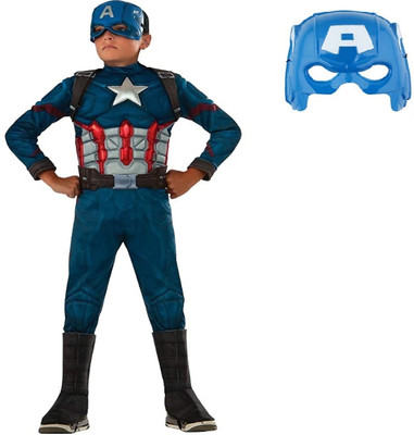 Aditya Fashion World Captain America Full Muscle Dress Set With Mask Kids Costume Wear