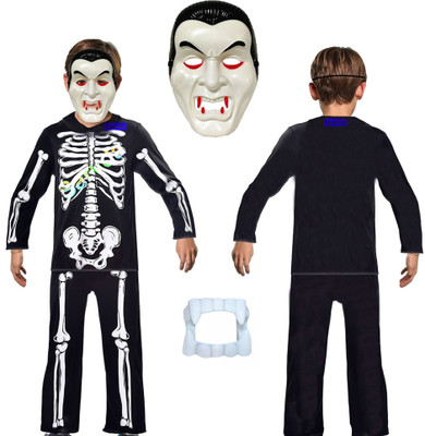Aavashyak Skeleton Costume For Kids with Mask | Halloween Costume Ghost Costume Dress Kids Costume Wear