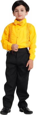 KAKU FANCY DRESSES Sitara Shirt For Boys, Western Dance Costume - Yellow, 7-8 Yrs (1 Shirt & Bow) Kids Costume Wear