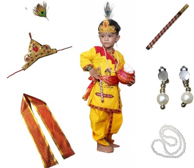 KAKU FANCY DRESSES Maakhan Chor Krishna Costume for Boys, Baby Kanha Dress, 12-18 Months Kids Costume Wear