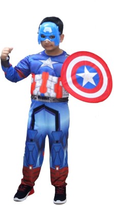 KAKU FANCY DRESSES Captain Superhero Costumes for Boys, Super Hero Dress - Multicolor, 3-4 Years Kids Costume Wear