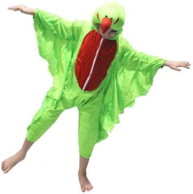 KAKU FANCY DRESSES Parrot Dress for Boys & Girls, Tota Bird Costume - Green & Red, 3-4 Years Kids Costume Wear